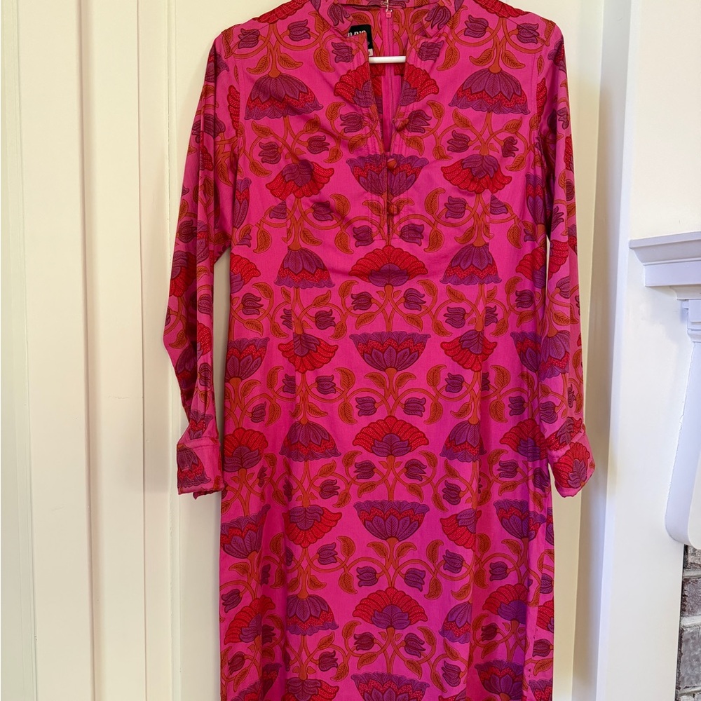 Exquisite vintage dress by Gumps of San Francisco cotton shirt dress sz small